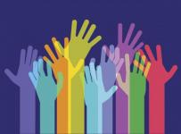 picture of hands in the air as a symbol of volunteering